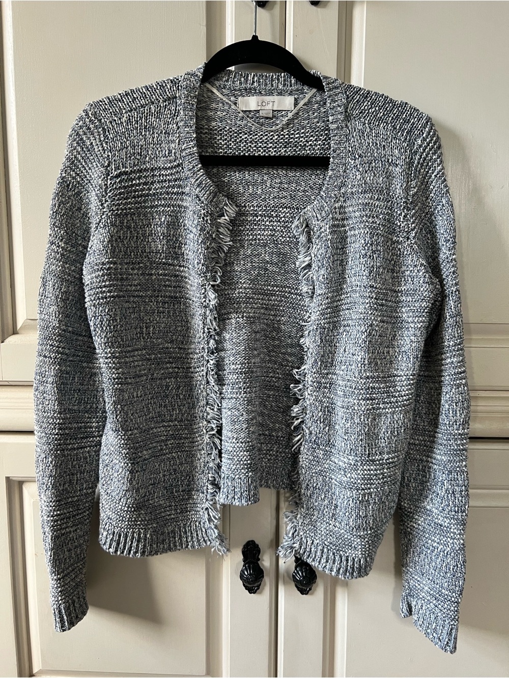 Ann Taylor LOFT Jacket Sz Med Multicolor Tweed Open Front Career Blazer Sweater